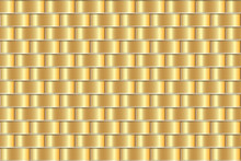 Gold Brick Wall Texture Or Background. A Wall Of Shiny Gold Weave Blocks