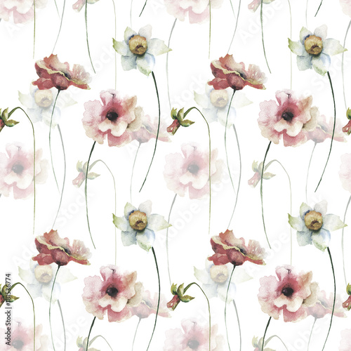 Seamless wallpaper with flowers