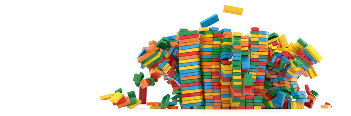 Wall Mural - Exploding toy bricks, original 3d rendering