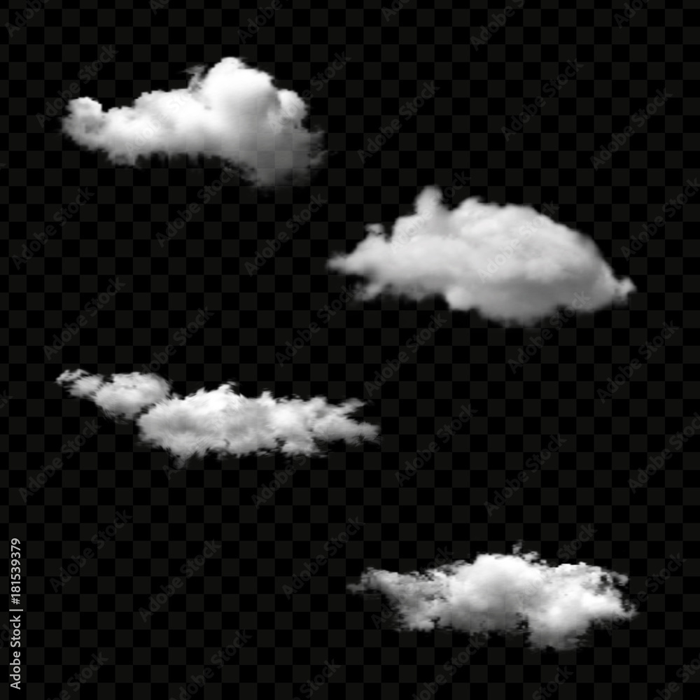 Vector set of realistic isolated cloud on the transparent background ...