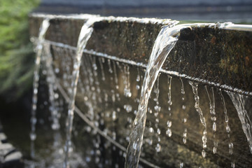 flowing water and drops