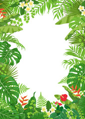 Wall Mural - Colorful Frame with Tropical Plants