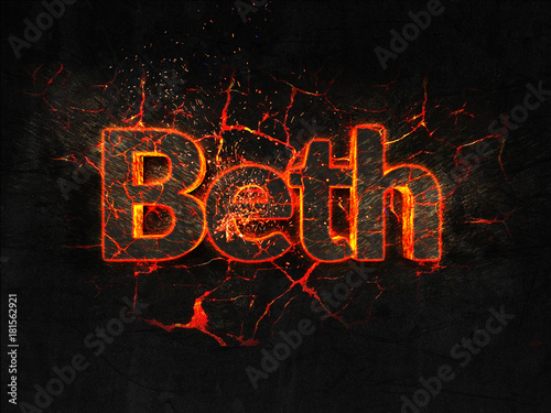Beth Fire text flame burning hot lava explosion background. Poster
