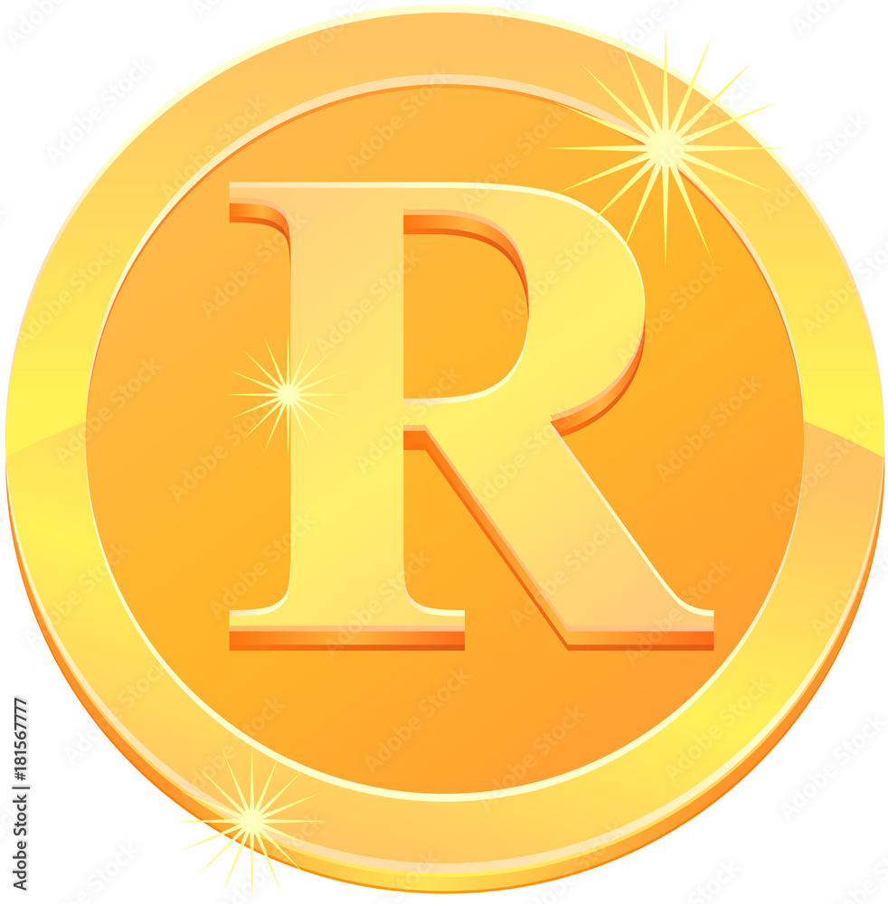 Gold coin with letter R design vector image Stock Vector | Adobe Stock