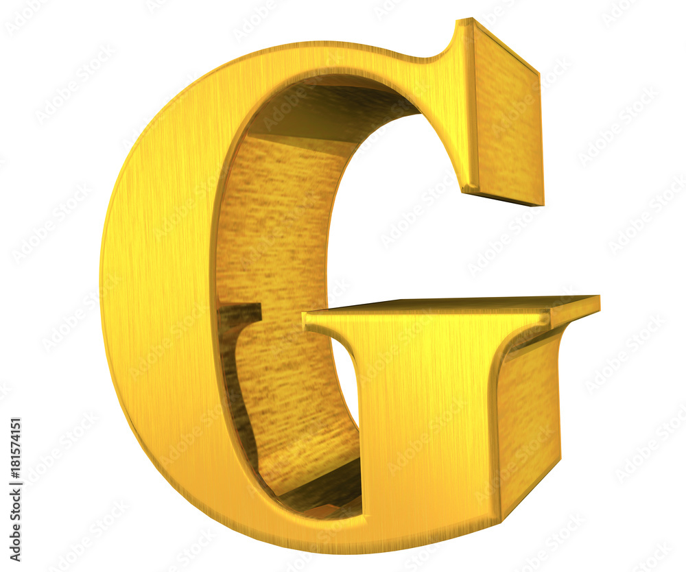 Letter G in gold, 3d Stock Illustration | Adobe Stock