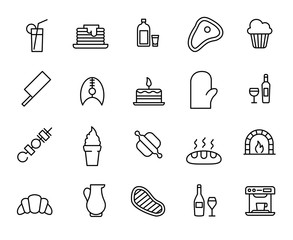 Poster - Premium set of food line icons.