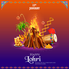 Wall Mural - Happy Lohri holiday background for Punjabi festival