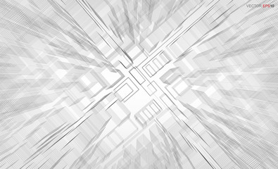 Poster - abstract visual zoom background of 3d geometric wireframe render. vector illustration.