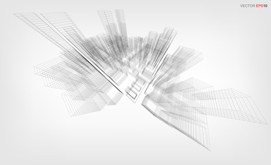 Poster - abstract 3d geometric wireframe. conceptual shape and form. vector illustration.