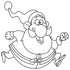 Wall Mural - Outlined running santa