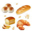 Bread realistic vector bakery icons set