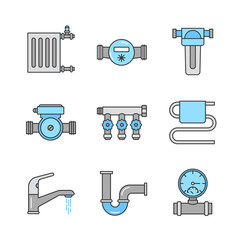 Sticker - Plumbing color icons set