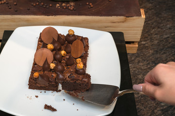 Wall Mural - chocolate cake on the plate