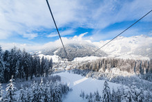 View From Gondola Lift To City Werfenweng And Tennen Mountains