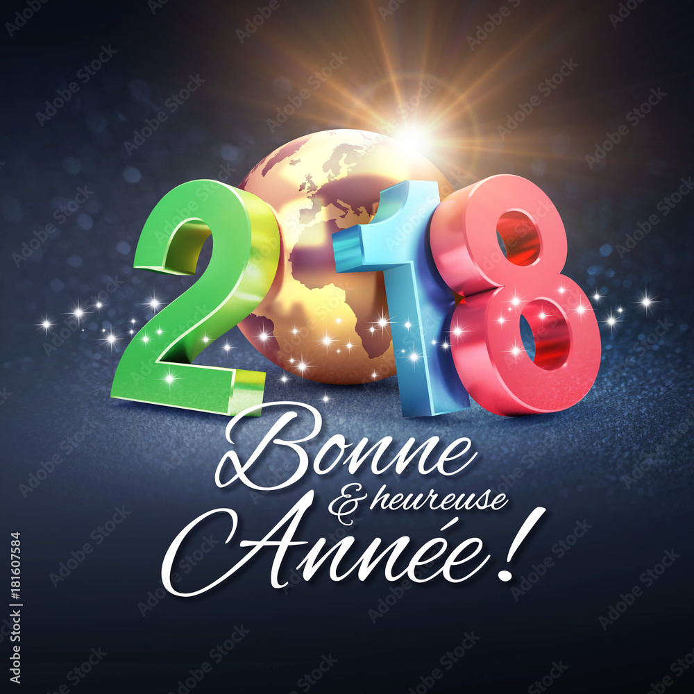 Stock illustration carte de voeux 2018 adobe stock