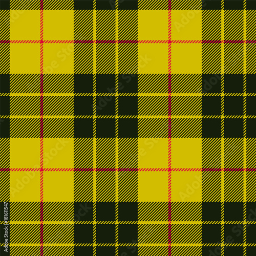 Materiał do szycia Scottish plaid, black bands on yellow. MacLeod tartan seamless pattern