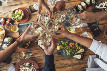 Wall Mural - Friends Toasting at Dinner Party