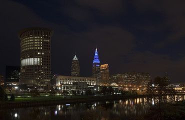 Wall Mural - Cleveland skyline downtown night