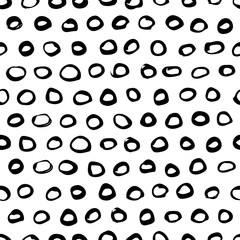 Poster - Vector polka dot grunge seamless pattern. Abstract black and white geometric texture background, made with watercolor, ink, marker. Scandinavian design for fashion textile print.