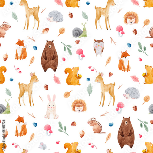 Cuadros en Lienzo Watercolor baby vector pattern