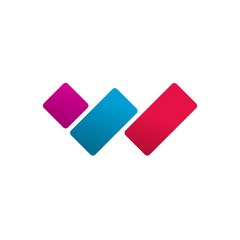 Poster - letter w logo vector concept, red blue violet color gradient logotype symbol isolated on white backg