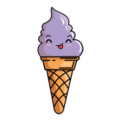 Sticker - delicious ice cream kawaii character vector illustration design