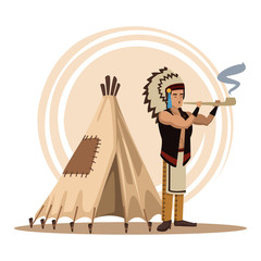 Sticker - American indians cartoon