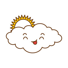 Wall Mural - cute cloud with sun kawaii character vector illustration design