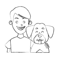 Sticker - Boy with cute dog