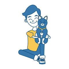 Sticker - Boy with cute cat