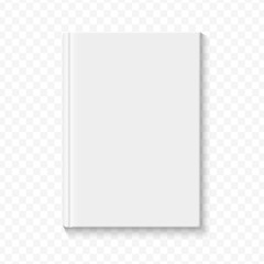 clear white blank book cover template on the alpha transperant background with smooth soft shadows. 