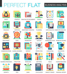 Poster - Vector Business analytics vector complex flat icon concept symbols for web infographic design.