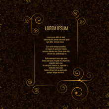 Golsden Frame On Dark Background. Vector Illustration Of Golden Frame With Text On Dark Background.