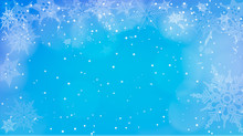 Blue Background With Snowfall. Vector Illustration Of Blue Winter Background With Snowfall.