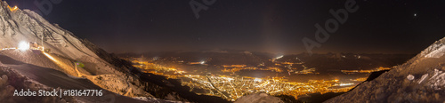 Panorama over Innsbruck, the Capital of the Alps, under the stars Fototapeta