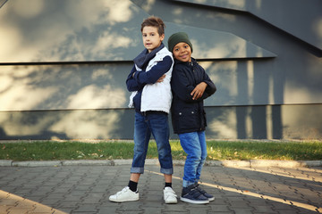 Canvas Print - Cute stylish boys outdoors