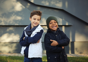 Wall Mural - Cute stylish boys outdoors