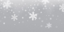 Falling Snowflake Pattern Background Of White Cold Snowfall Overlay Texture Isolated On Transparent Background. Winter Xmas Snow Flake Ice Elements Template For Christmas Of New Year Holiday Design