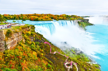 Wall Mural - view of niagara falls from american side in autumn.