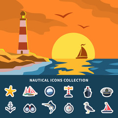 Poster - Nautical Icons Collection