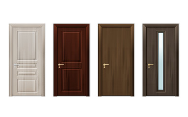 Wall Mural - Wooden Doors Design Icon Set 