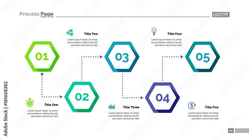 Process Chart with Five Elements Template Stock Vector | Adobe Stock