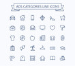 Classified advertisements categories thin line icons set.24x24 Grid. Pixel Perfect.Editable stroke.