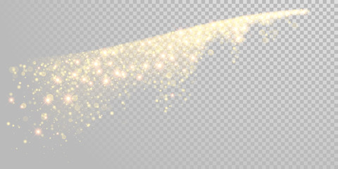 Poster - Christmas holiday golden glitter snow or sparkling gold confetti on white background template. Vector golden particles light shine glare effect for New Year or Christmas glamor modern luxury design