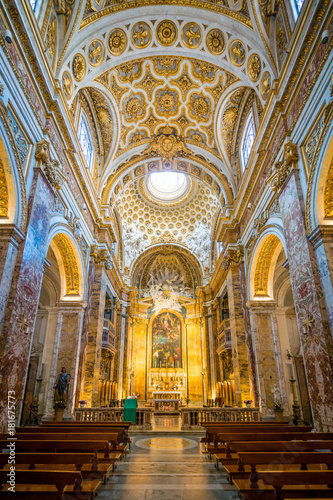 Indoor view in the Church of Saint Louis of the French in Rome, Italy Poster