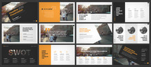 Orange And Black Presentation Templates Elements On A White Background. Vector Infographics. Use In Presentation, Flyer And Leaflet, Corporate Report, Marketing, Advertising, Annual Report, Banner.