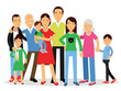 © Happypictures - Big family, mom, dad , kids and grandparents vector Illustration