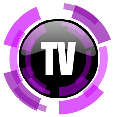 Fototapete - Tv pink violet modern design vector web and smartphone icon. Round button in eps 10 isolated on white background.