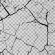 Wall cracks isolated on transparent background. Fracture surface ground, cleft broken collapse illustration