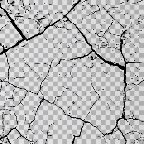 Fotomural Wall cracks isolated on transparent background